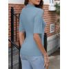image:imageANRABESS Women Tops Mock Neck 12 Short Sleeve Slim Fit Basic Tee Shirts Dressy Work Business 2026 Summer Fall Casual OutfitsBlue