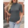 image:imageANRABESS Women Tops Mock Neck 12 Short Sleeve Slim Fit Basic Tee Shirts Dressy Work Business 2026 Summer Fall Casual OutfitsDark Gray