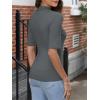 image:imageANRABESS Women Tops Mock Neck 12 Short Sleeve Slim Fit Basic Tee Shirts Dressy Work Business 2026 Summer Fall Casual OutfitsDark Gray