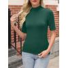 image:imageANRABESS Women Tops Mock Neck 12 Short Sleeve Slim Fit Basic Tee Shirts Dressy Work Business 2026 Summer Fall Casual OutfitsGreen