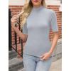 image:imageANRABESS Women Tops Mock Neck 12 Short Sleeve Slim Fit Basic Tee Shirts Dressy Work Business 2026 Summer Fall Casual OutfitsGrey