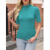 image:imageANRABESS Women Tops Mock Neck 12 Short Sleeve Slim Fit Basic Tee Shirts Dressy Work Business 2026 Summer Fall Casual OutfitsLake Green