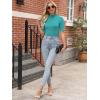 image:imageANRABESS Women Tops Mock Neck 12 Short Sleeve Slim Fit Basic Tee Shirts Dressy Work Business 2026 Summer Fall Casual OutfitsLake Green