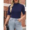 image:imageANRABESS Women Tops Mock Neck 12 Short Sleeve Slim Fit Basic Tee Shirts Dressy Work Business 2026 Summer Fall Casual OutfitsNavy Blue