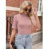 image:imageANRABESS Women Tops Mock Neck 12 Short Sleeve Slim Fit Basic Tee Shirts Dressy Work Business 2026 Summer Fall Casual OutfitsPink