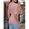 image:imageANRABESS Women Tops Mock Neck 12 Short Sleeve Slim Fit Basic Tee Shirts Dressy Work Business 2026 Summer Fall Casual OutfitsPink