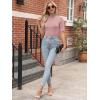 image:imageANRABESS Women Tops Mock Neck 12 Short Sleeve Slim Fit Basic Tee Shirts Dressy Work Business 2026 Summer Fall Casual OutfitsPink