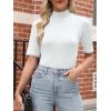 image:imageANRABESS Women Tops Mock Neck 12 Short Sleeve Slim Fit Basic Tee Shirts Dressy Work Business 2026 Summer Fall Casual OutfitsWhite