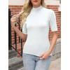 image:imageANRABESS Women Tops Mock Neck 12 Short Sleeve Slim Fit Basic Tee Shirts Dressy Work Business 2026 Summer Fall Casual OutfitsWhite