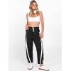 image:imageANRABESS Women Track Pants Casual Drawstring Waist Lightweight Baggy Contrast Color Workout Barrel Leg Pants with PocketsBlack