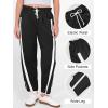 image:imageANRABESS Women Track Pants Casual Drawstring Waist Lightweight Baggy Contrast Color Workout Barrel Leg Pants with PocketsBlack