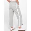 image:imageANRABESS Women Track Pants Casual Drawstring Waist Lightweight Baggy Contrast Color Workout Barrel Leg Pants with PocketsGrey