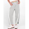 image:imageANRABESS Women Track Pants Casual Drawstring Waist Lightweight Baggy Contrast Color Workout Barrel Leg Pants with PocketsGrey