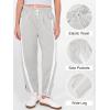 image:imageANRABESS Women Track Pants Casual Drawstring Waist Lightweight Baggy Contrast Color Workout Barrel Leg Pants with PocketsGrey