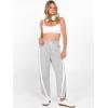 image:imageANRABESS Women Track Pants Casual Drawstring Waist Lightweight Baggy Contrast Color Workout Barrel Leg Pants with PocketsGrey