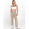 image:imageANRABESS Women Track Pants Casual Drawstring Waist Lightweight Baggy Contrast Color Workout Barrel Leg Pants with PocketsKhaki