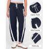image:imageANRABESS Women Track Pants Casual Drawstring Waist Lightweight Baggy Contrast Color Workout Barrel Leg Pants with PocketsNavy