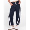image:imageANRABESS Women Track Pants Casual Drawstring Waist Lightweight Baggy Contrast Color Workout Barrel Leg Pants with PocketsNavy