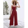 image:imageANRABESS Women V Neck Spaghetti Strap Wide Leg Dressy Jumpsuits 2026 Summer Casual One Piece Jumper Romper Outfits amp PocketsBurgundy