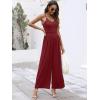 image:imageANRABESS Women V Neck Spaghetti Strap Wide Leg Dressy Jumpsuits 2026 Summer Casual One Piece Jumper Romper Outfits amp PocketsBurgundy