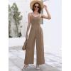 image:imageANRABESS Women V Neck Spaghetti Strap Wide Leg Dressy Jumpsuits 2026 Summer Casual One Piece Jumper Romper Outfits amp PocketsCoffee