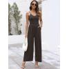 image:imageANRABESS Women V Neck Spaghetti Strap Wide Leg Dressy Jumpsuits 2026 Summer Casual One Piece Jumper Romper Outfits amp PocketsDeep Brown