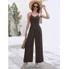 image:imageANRABESS Women V Neck Spaghetti Strap Wide Leg Dressy Jumpsuits 2026 Summer Casual One Piece Jumper Romper Outfits amp PocketsDeep Brown