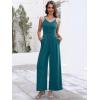 image:imageANRABESS Women V Neck Spaghetti Strap Wide Leg Dressy Jumpsuits 2026 Summer Casual One Piece Jumper Romper Outfits amp PocketsLake Green