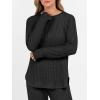 image:imageANRABESS Womens 2 Piece Lounge Pajama Sets Ribbed Knit Long Sleeve Tunic Tops Matching Pants Casual Fall Sleepwear OutfitsBlack
