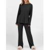 image:imageANRABESS Womens 2 Piece Lounge Pajama Sets Ribbed Knit Long Sleeve Tunic Tops Matching Pants Casual Fall Sleepwear OutfitsBlack
