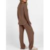 image:imageANRABESS Womens 2 Piece Lounge Pajama Sets Ribbed Knit Long Sleeve Tunic Tops Matching Pants Casual Fall Sleepwear OutfitsBrown