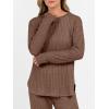 image:imageANRABESS Womens 2 Piece Lounge Pajama Sets Ribbed Knit Long Sleeve Tunic Tops Matching Pants Casual Fall Sleepwear OutfitsBrown