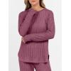 image:imageANRABESS Womens 2 Piece Lounge Pajama Sets Ribbed Knit Long Sleeve Tunic Tops Matching Pants Casual Fall Sleepwear OutfitsDark Red