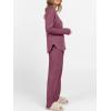 image:imageANRABESS Womens 2 Piece Lounge Pajama Sets Ribbed Knit Long Sleeve Tunic Tops Matching Pants Casual Fall Sleepwear OutfitsDark Red