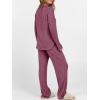 image:imageANRABESS Womens 2 Piece Lounge Pajama Sets Ribbed Knit Long Sleeve Tunic Tops Matching Pants Casual Fall Sleepwear OutfitsDark Red