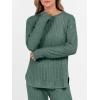 image:imageANRABESS Womens 2 Piece Lounge Pajama Sets Ribbed Knit Long Sleeve Tunic Tops Matching Pants Casual Fall Sleepwear OutfitsGreen