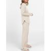 image:imageANRABESS Womens 2 Piece Lounge Pajama Sets Ribbed Knit Long Sleeve Tunic Tops Matching Pants Casual Fall Sleepwear OutfitsLight Khaki