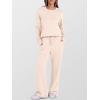 image:imageANRABESS Womens 2 Piece Lounge Sets Casual Travel Outfits Wide Leg Tracksuit Sweatsuits Matching Set 2026 Fall ClothesApricot