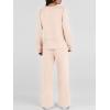 image:imageANRABESS Womens 2 Piece Lounge Sets Casual Travel Outfits Wide Leg Tracksuit Sweatsuits Matching Set 2026 Fall ClothesApricot