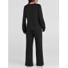 image:imageANRABESS Womens 2 Piece Lounge Sets Casual Travel Outfits Wide Leg Tracksuit Sweatsuits Matching Set 2026 Fall ClothesBlack