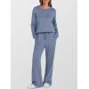 image:imageANRABESS Womens 2 Piece Lounge Sets Casual Travel Outfits Wide Leg Tracksuit Sweatsuits Matching Set 2026 Fall ClothesBlue
