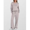 image:imageANRABESS Womens 2 Piece Lounge Sets Casual Travel Outfits Wide Leg Tracksuit Sweatsuits Matching Set 2026 Fall ClothesLight Khaki