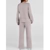 image:imageANRABESS Womens 2 Piece Lounge Sets Casual Travel Outfits Wide Leg Tracksuit Sweatsuits Matching Set 2026 Fall ClothesLight Khaki
