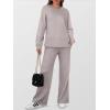 image:imageANRABESS Womens 2 Piece Lounge Sets Casual Travel Outfits Wide Leg Tracksuit Sweatsuits Matching Set 2026 Fall ClothesLight Khaki