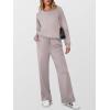 image:imageANRABESS Womens 2 Piece Lounge Sets Casual Travel Outfits Wide Leg Tracksuit Sweatsuits Matching Set 2026 Fall ClothesLight Khaki