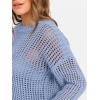 image:imageANRABESS Womens 2 Piece Outfits Crochet Sheer Knit Sweater Top Wide Leg Pants Lounge Set Sweatsuit 2026 Spring Travel ClothesBlue