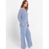 image:imageANRABESS Womens 2 Piece Outfits Crochet Sheer Knit Sweater Top Wide Leg Pants Lounge Set Sweatsuit 2026 Spring Travel ClothesBlue