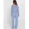image:imageANRABESS Womens 2 Piece Outfits Crochet Sheer Knit Sweater Top Wide Leg Pants Lounge Set Sweatsuit 2026 Spring Travel ClothesBlue