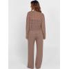image:imageANRABESS Womens 2 Piece Outfits Crochet Sheer Knit Sweater Top Wide Leg Pants Lounge Set Sweatsuit 2026 Spring Travel ClothesBrown