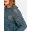 image:imageANRABESS Womens 2 Piece Outfits Crochet Sheer Knit Sweater Top Wide Leg Pants Lounge Set Sweatsuit 2026 Spring Travel ClothesDark Teal